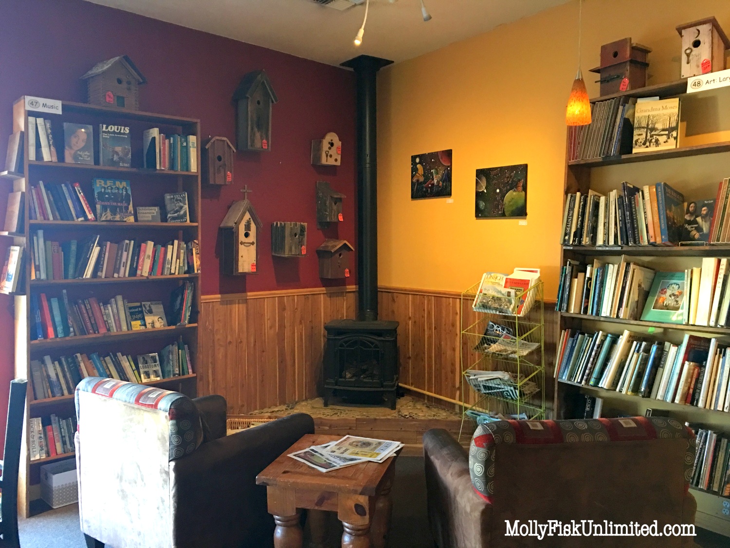 The cozy wood stove corner.